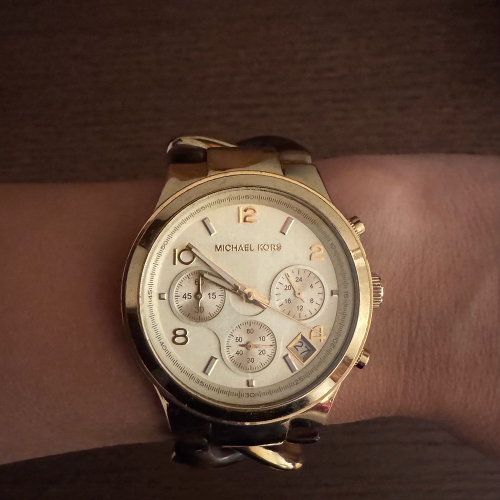 Michael Kors Gold and Brown Link Bracelet Watch